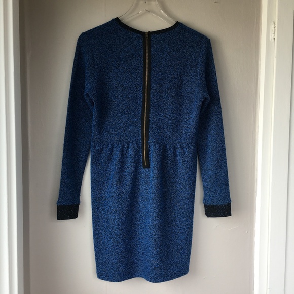TOPSHOP Blue & Black Sweater Terry Texture Dress - Picture 8 of 8